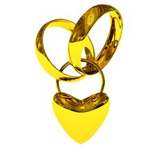 Two Gold Rings With Heart Stock Image