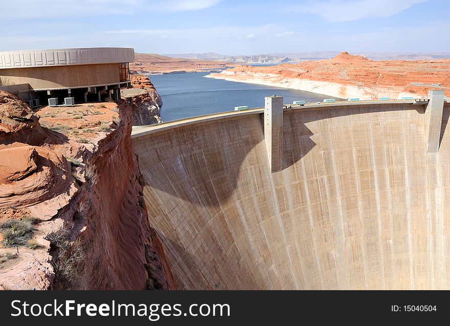 Glen Canyon Dam and Lake Powell on Utah/Arizona Border