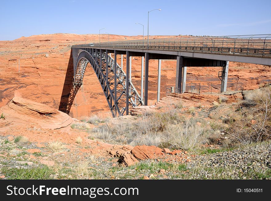 Glen Canyon Bridge, on Utah/Arizona Border. Glen Canyon Bridge, on Utah/Arizona Border