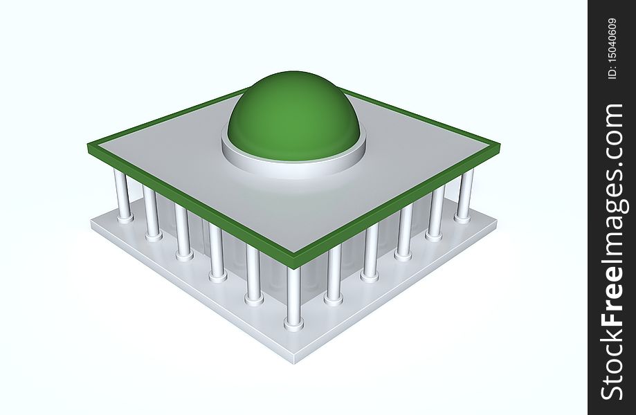 3d render image of a temple.