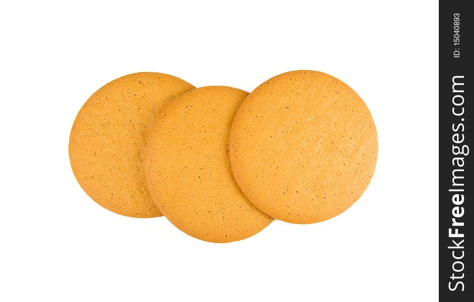 Three traditional swedish ginger biscuits isolated on white. Three traditional swedish ginger biscuits isolated on white