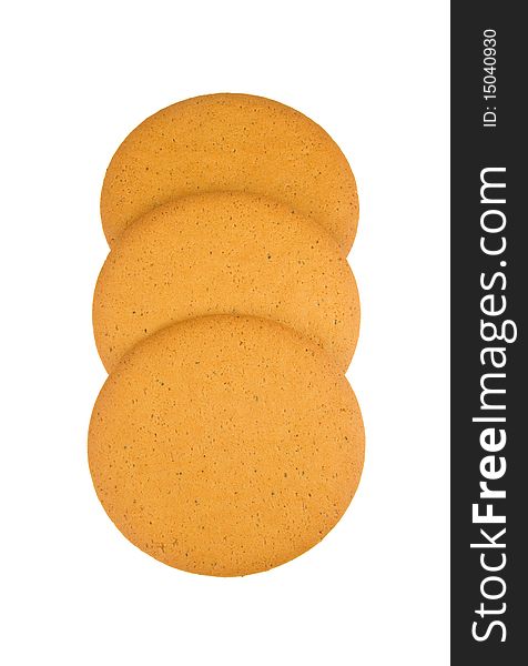 Three traditional swedish ginger biscuits isolated on white. Three traditional swedish ginger biscuits isolated on white