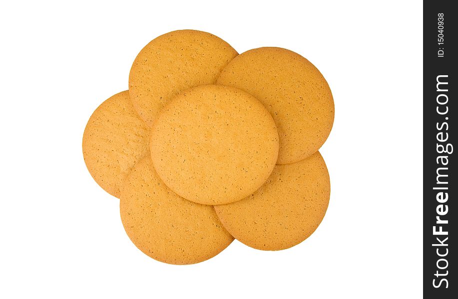 Six traditional swedish ginger biscuits isolated on white. Six traditional swedish ginger biscuits isolated on white