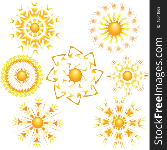 Seven icon of bright sun. Vector illustration