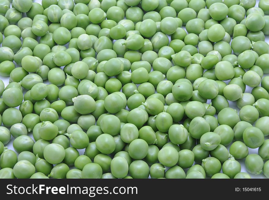 Picture of green pea on a white background