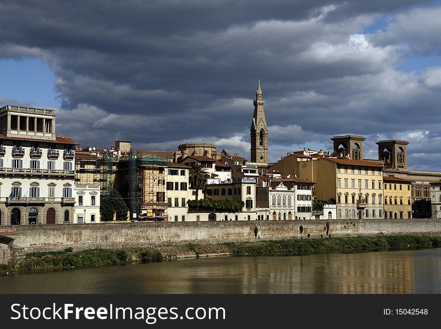 Buildings by the Arno river in Florence, Tuscany, Italy