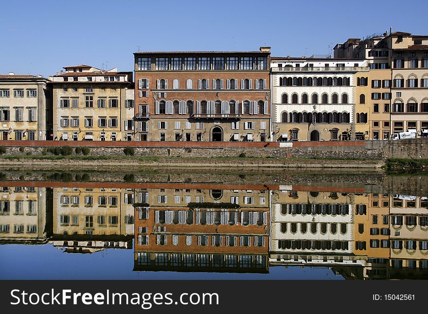 Buildings by the Arno river in Florence, Tuscany, Italy