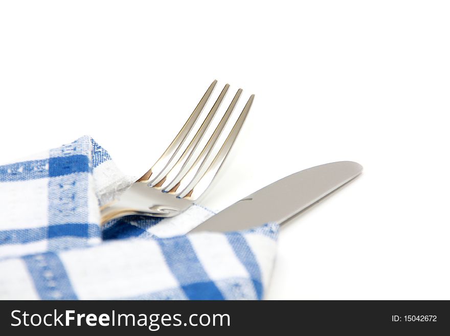 Fork and knife isolated over white background