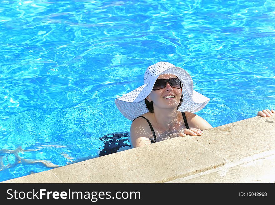 Woman In A Pool Relaxing