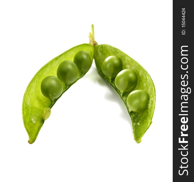 Green pea isolated on white background