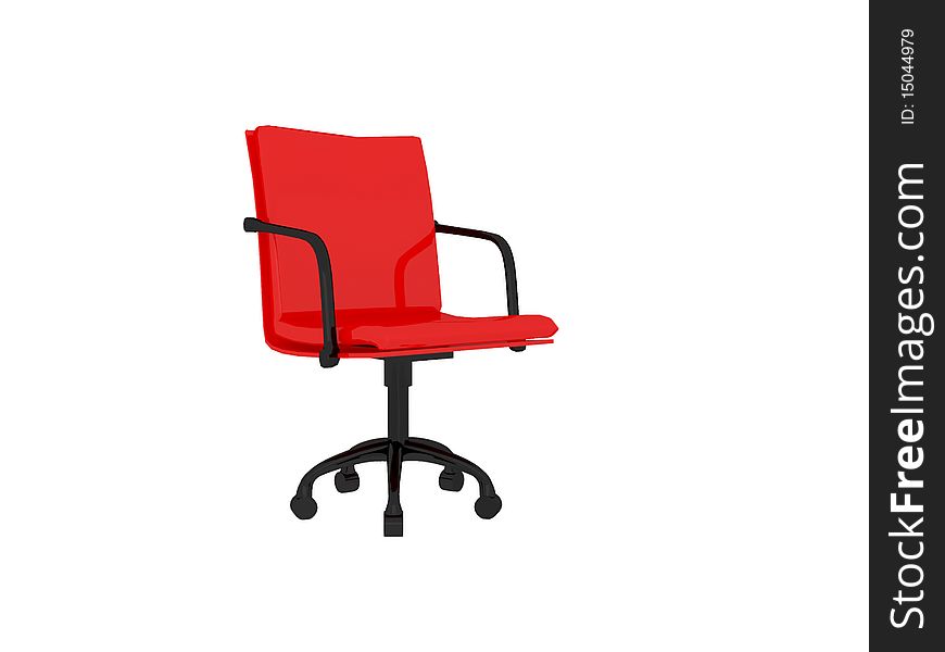 Red office armchair, isolated