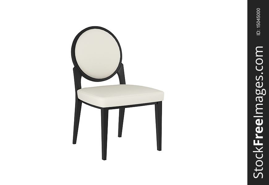 Classic white and black chair, isolated on white, 3D render/illustration