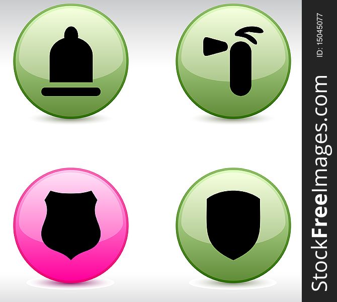 Safety set of round glossy icons. Safety set of round glossy icons.