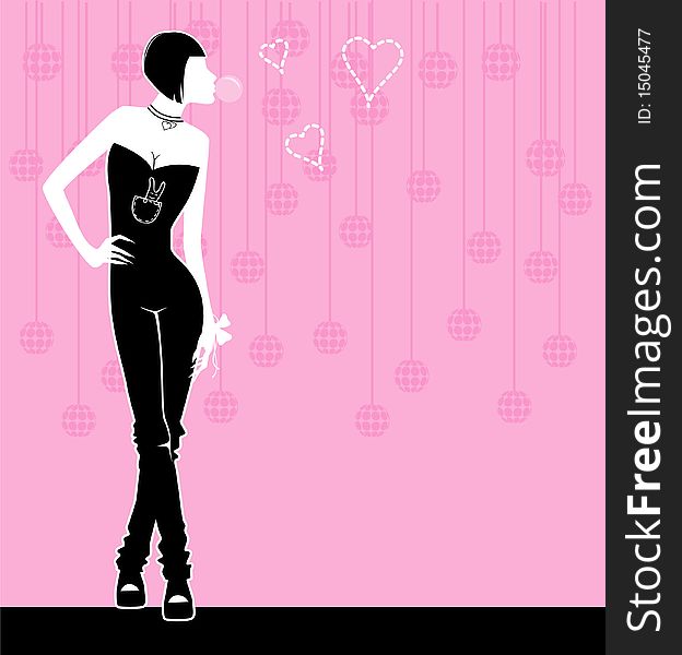 Vector illustration of Girl silhouette,