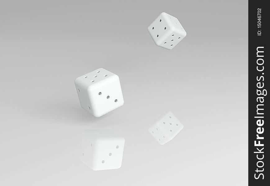 Double white rolling isolated dice. Double white rolling isolated dice
