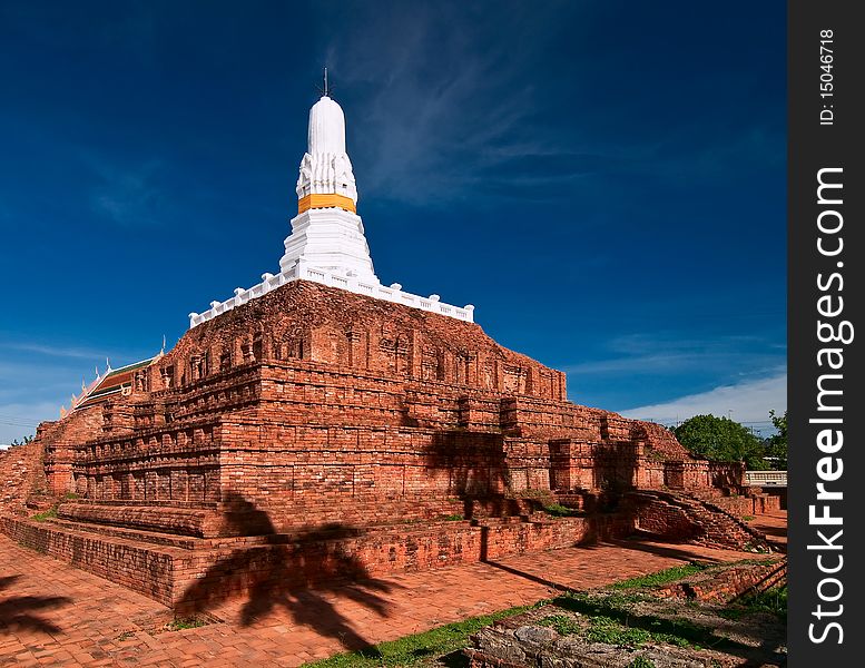 Ruined old Buddhist pagoda, Nakornprathom Thailand