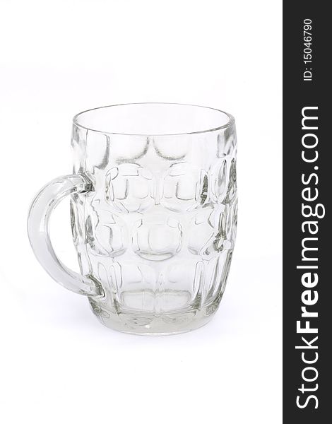 Empty Glass Beer Tankard Over White