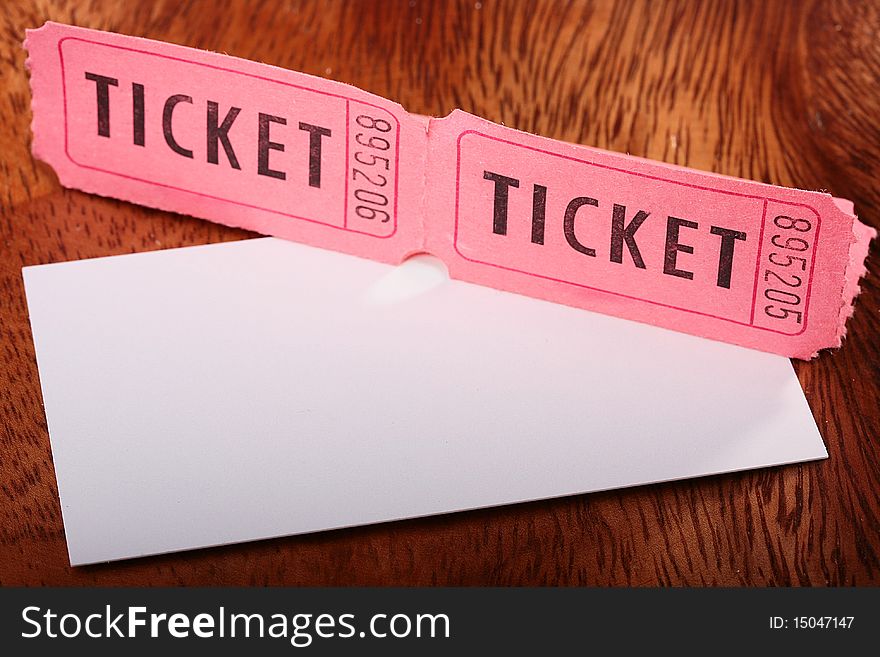 Two tickets for show and place for text placing in size with business card. Two tickets for show and place for text placing in size with business card.