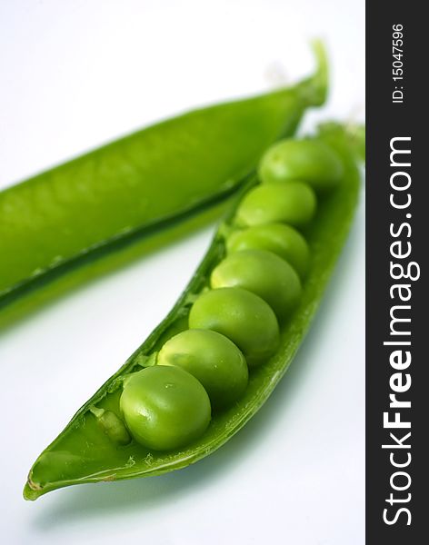 Picked pea on the white background. Picked pea on the white background