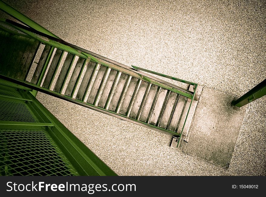 Abstract of an emergency exit staircase from a building