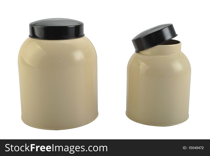 Storage jars isolated in white