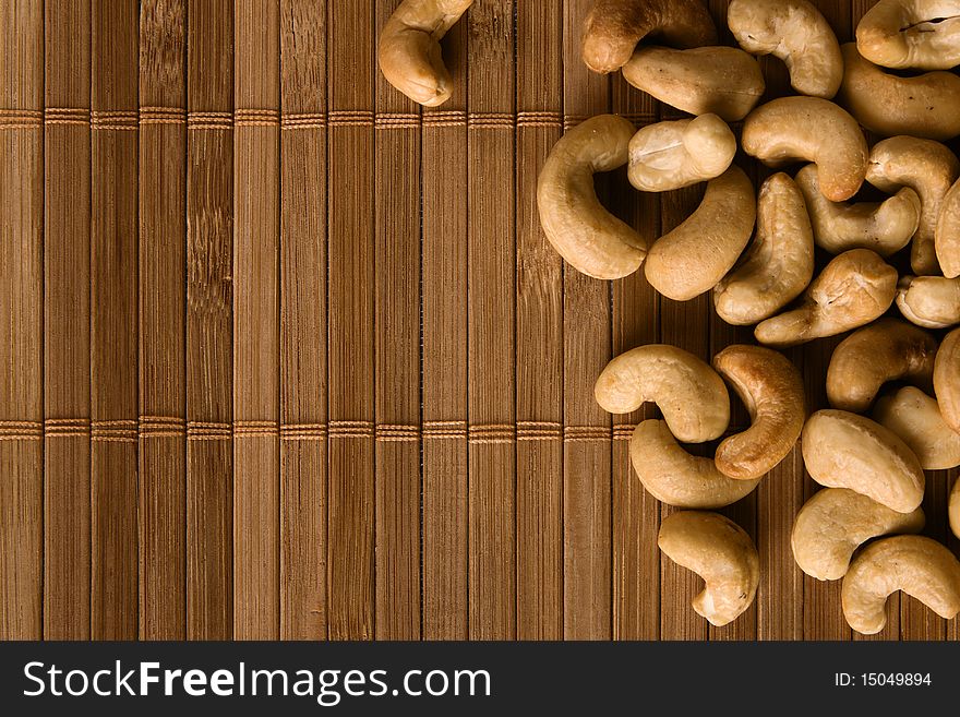 Background made of cashew nuts. Background made of cashew nuts