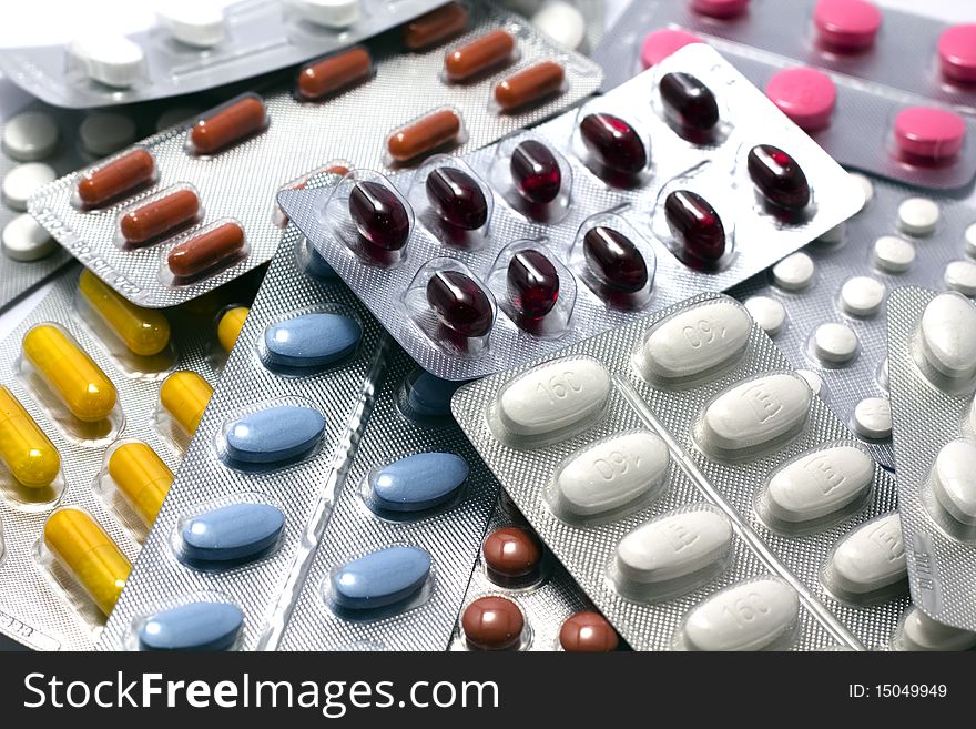 Close-up image of several medicines. Close-up image of several medicines