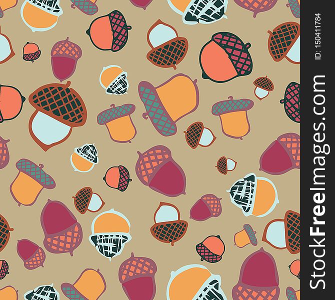 Acorn woodland seamless repeat pattern design. Perfect for textile design or home decor.