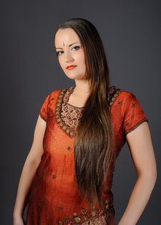 Young Beautiful Woman In Indian Style Stock Image