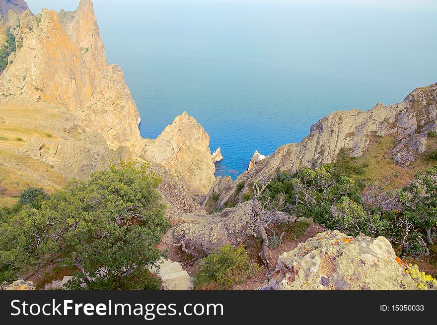 The image of sea and mountains in Crimea