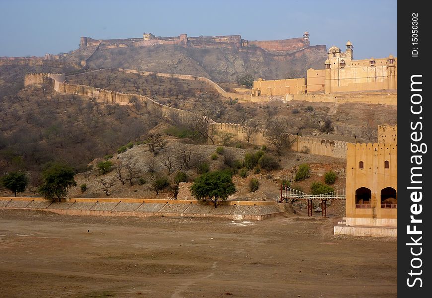 Scenic view of palace fort  in Jaipur, Rajasthan, India. Scenic view of palace fort  in Jaipur, Rajasthan, India