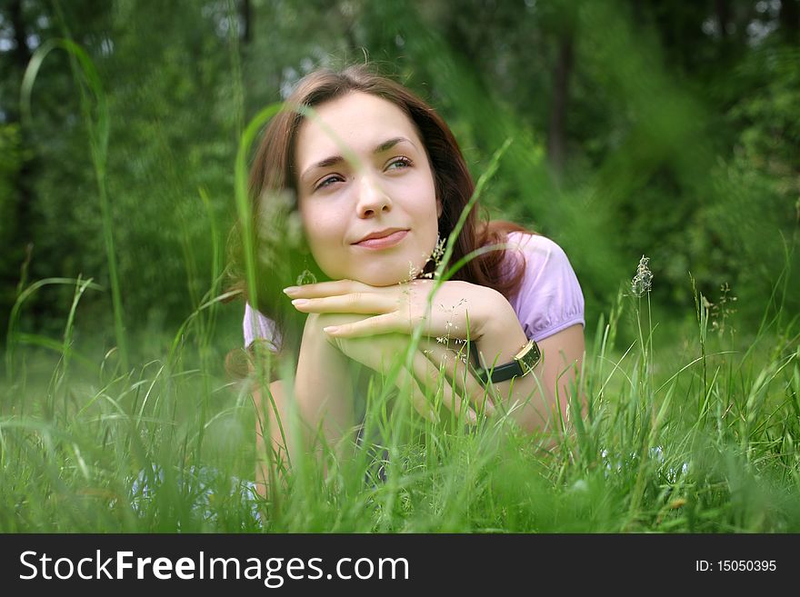 On a sunny summer day, very pleasant to lie on the grass. On a sunny summer day, very pleasant to lie on the grass