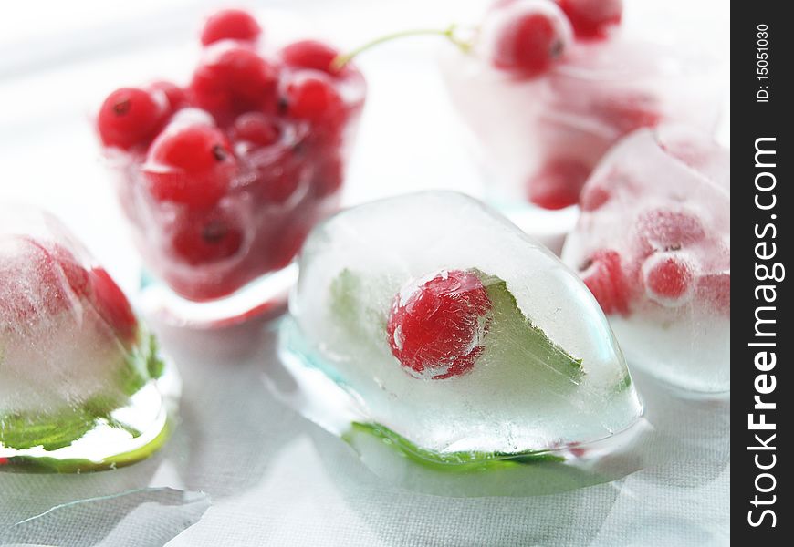 Ice beauty red gooseberry,little red balls,fruit. Ice beauty red gooseberry,little red balls,fruit