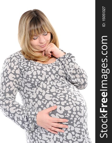 Pregnant woman  on a white background