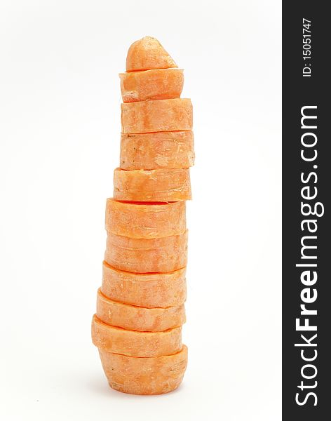 Sliced carrots Spotlight isolated on white background