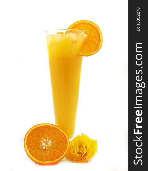 Orange juice, studio photo on white background. Orange juice, studio photo on white background