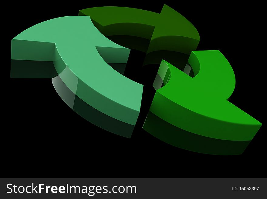 White Recycle Symbol, Isolated On Black