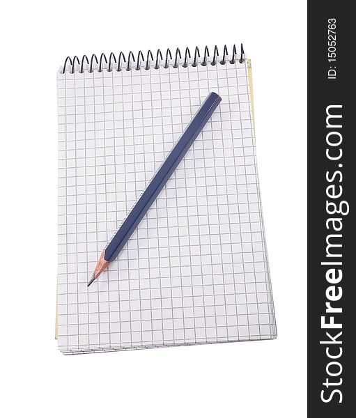 Isolated notebook and pen on the white