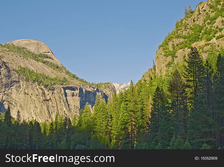Yosemite mountains In summer On A Clear Day