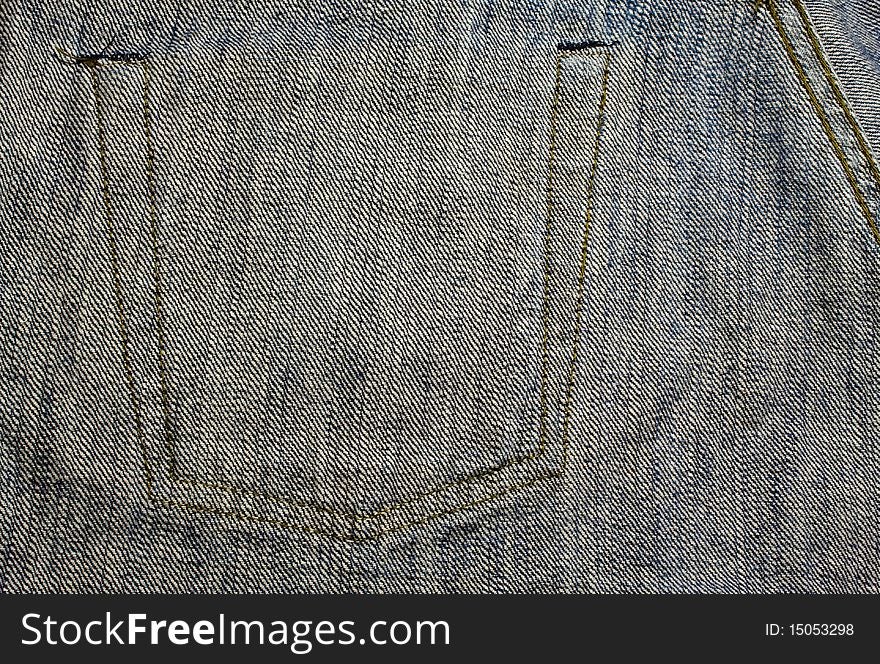 Blue jeans texture forn inner side with pocket. Blue jeans texture forn inner side with pocket