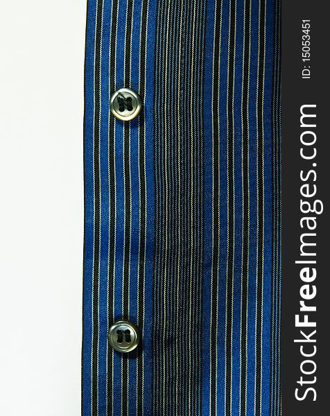 Blue striped fabric texture with button