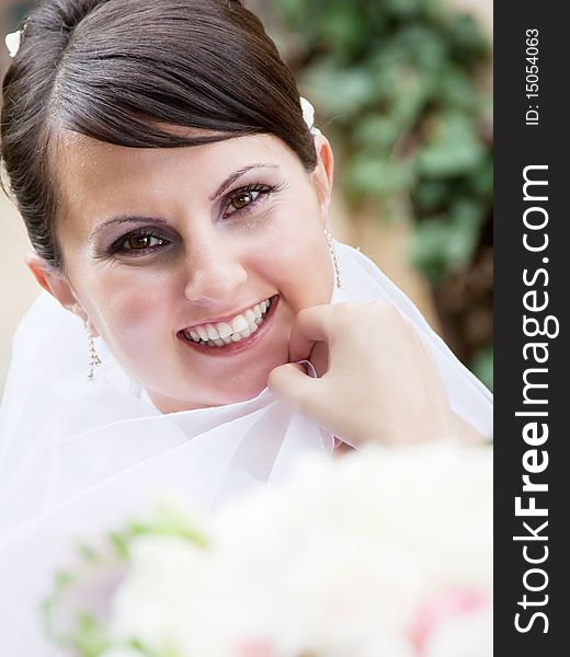 Close up portrait of beautiful bride