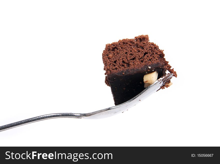 Brownie squares on a isolated white background. Brownie squares on a isolated white background