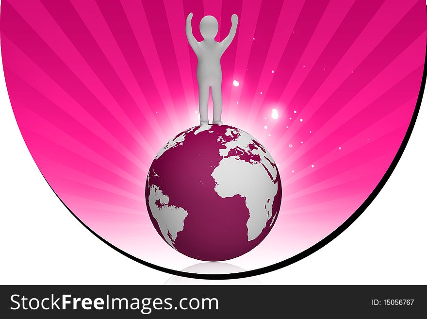 Digital illustration of  globe and men in  color background. Digital illustration of  globe and men in  color background