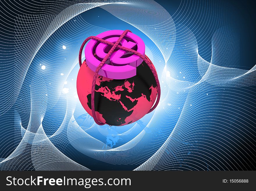 Highly rendering globe and business symbol in color background. Highly rendering globe and business symbol in color background