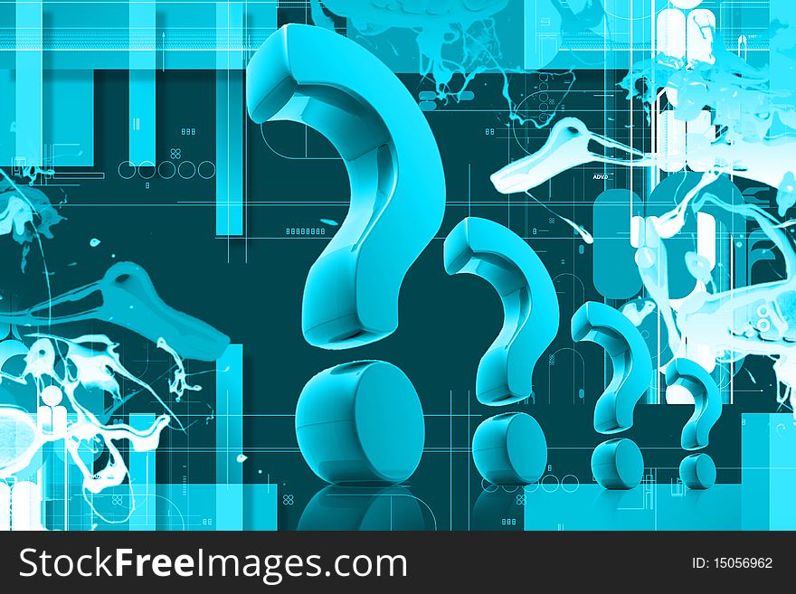 Digital illustration of question mark color background
