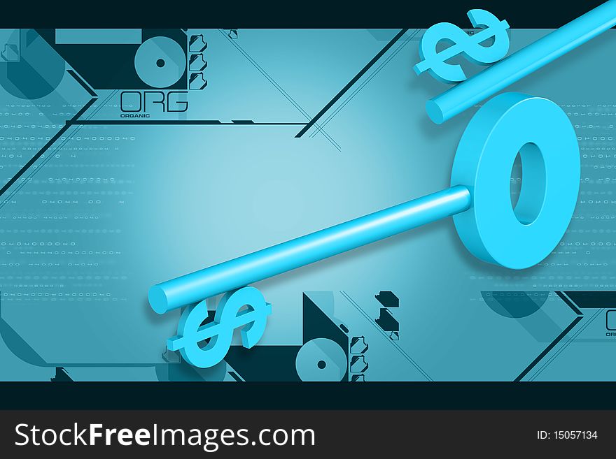 Digital illustration key in color background