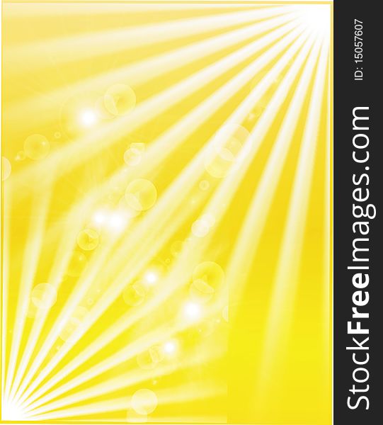 Summer abstract picture. Solar beams on a yellow background