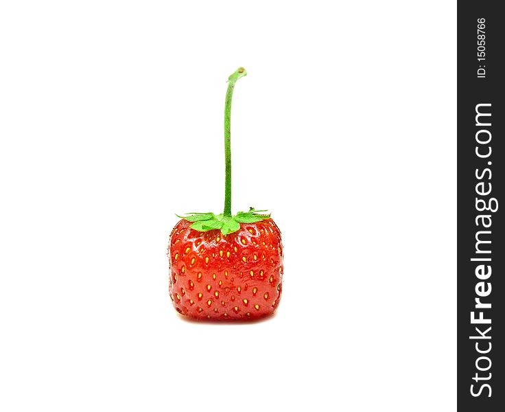 Red juicy strawberry on a white background