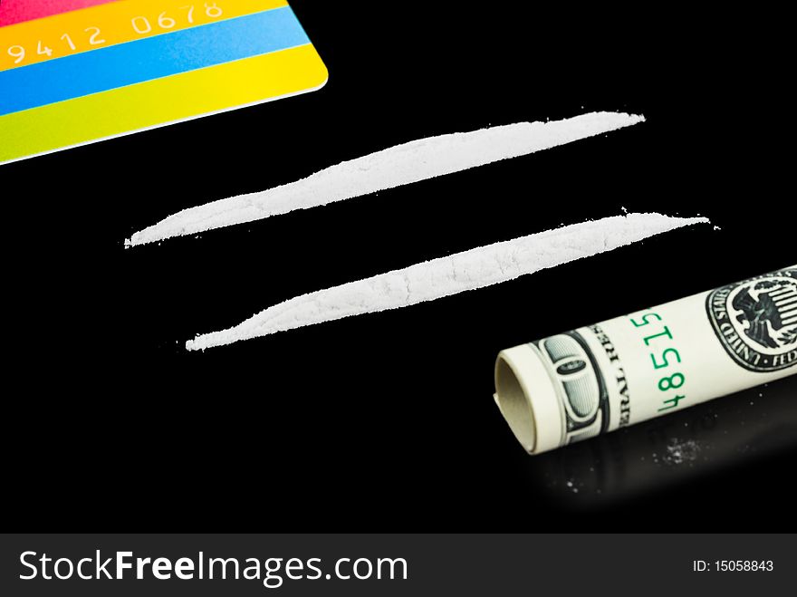 Cocaine, Money And Plastic Card